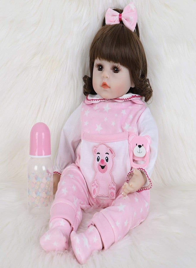 ENADOLL Reborn Baby Dolls - 16 inch Realistic Silicone Vinyl Weighted Soft Body Lifelike Doll Curly Hair Girl Gift Set for Ages 3+(Curly Hair) - Image 2